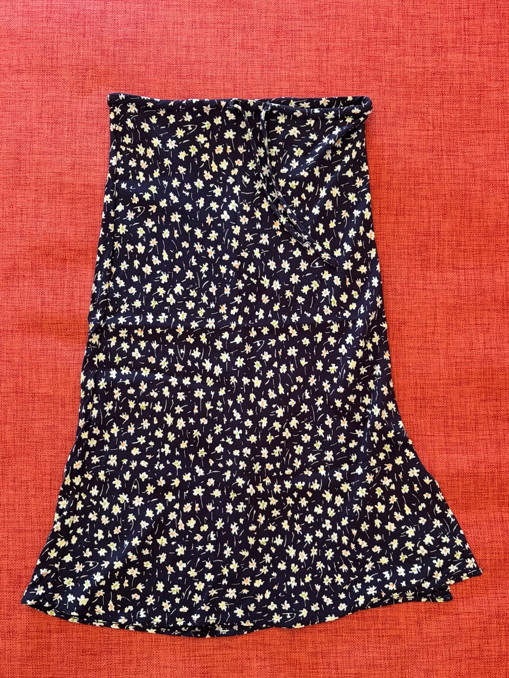 Madewell Navy Midi Skirt with Floral Print